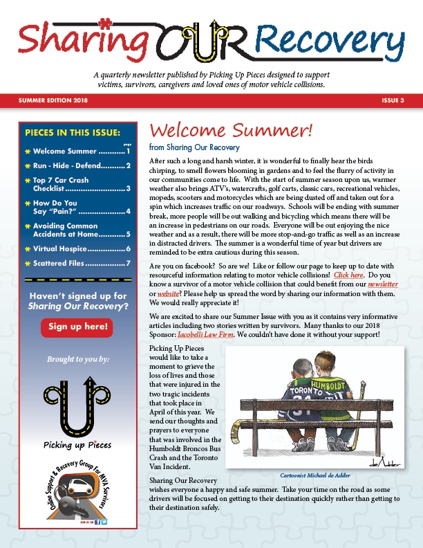 Sharing Our Recovery Newsletter Summer 2018 issue