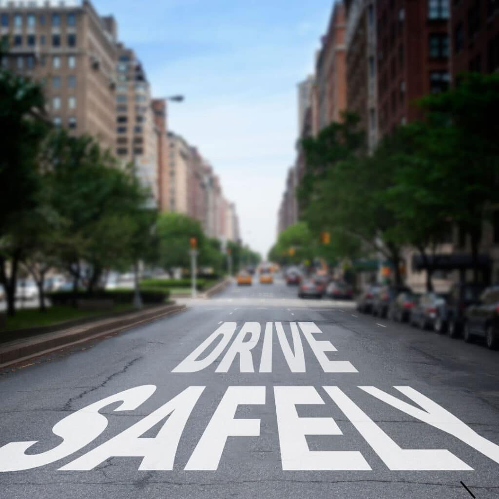 Drive Safely - street and buildings
